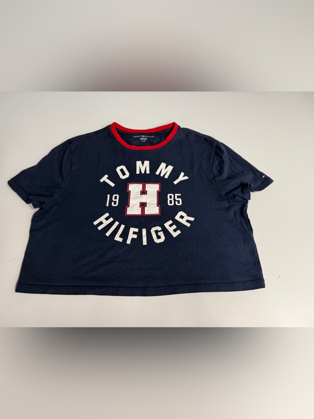 Tommy Hilfiger Navy Tee with Red Trim and White Logo